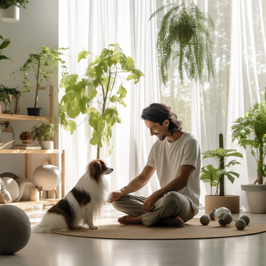 Puppy and owner playing